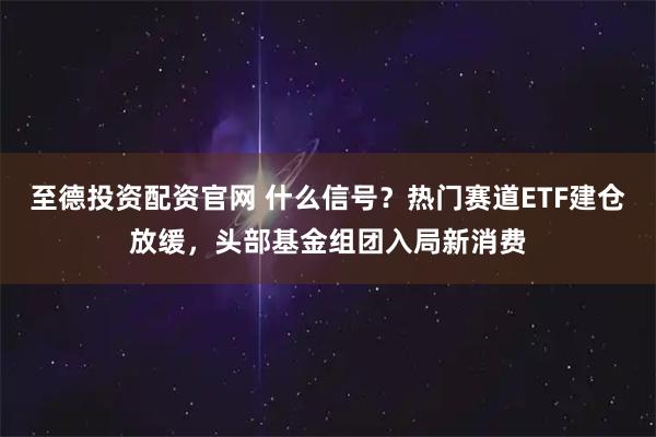 至德投资配资官网 什么信号？热门赛道ETF建仓放缓，头部基金组团入局新消费