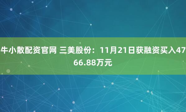牛小散配资官网 三美股份：11月21日获融资买入4766.88万元